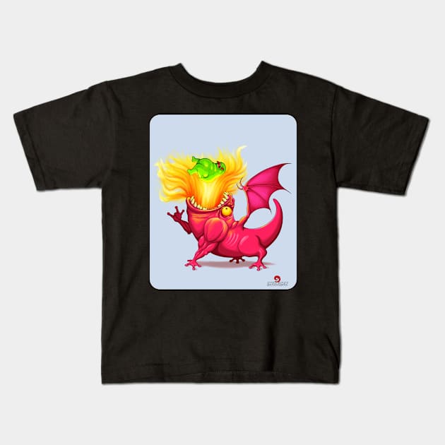 Dragon roasting Kids T-Shirt by 9inverse